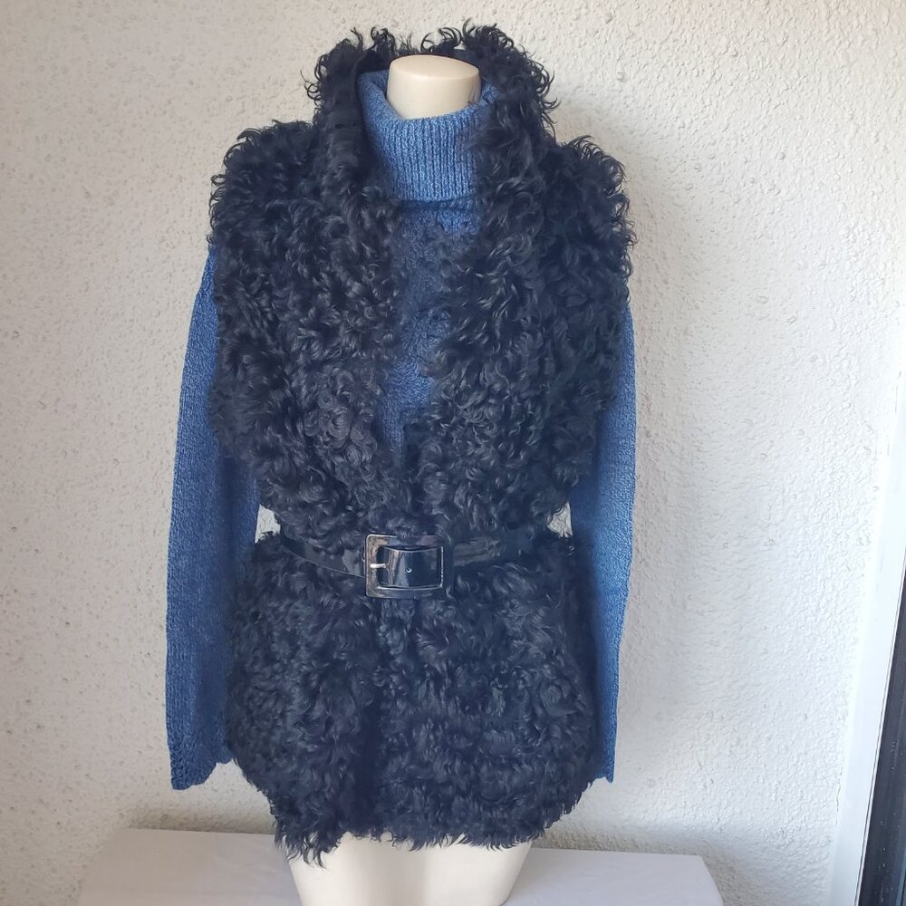 Fun Funky Bohemian Sheepskin Black Vest. Saw One in Anthropologie. One Size A132